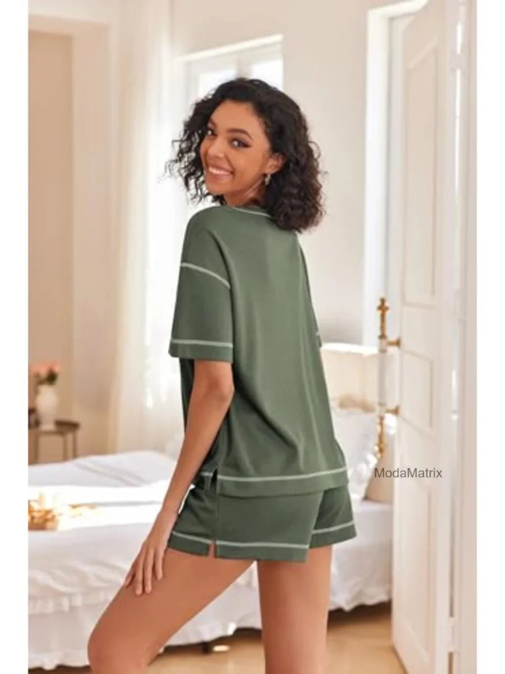 Waffle Knit Two Piece Lounge Set, Shorts Set with Pockets, Soft Matching Outfit